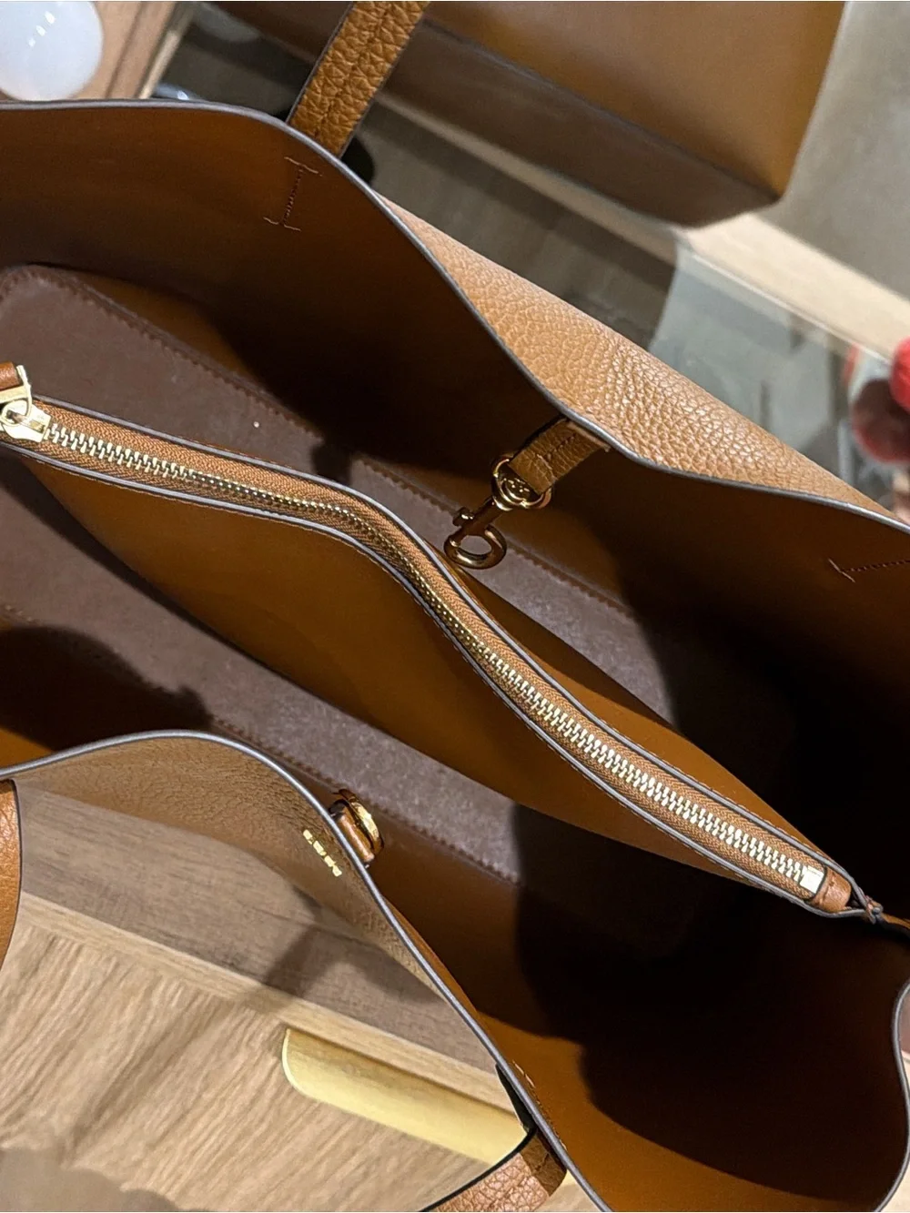 Tory Burch Cognac Pebbled Leather Tote